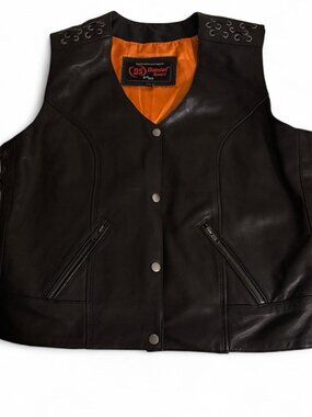 Daniel Smart Women's Black Genuine Leather Vest. Size XXL